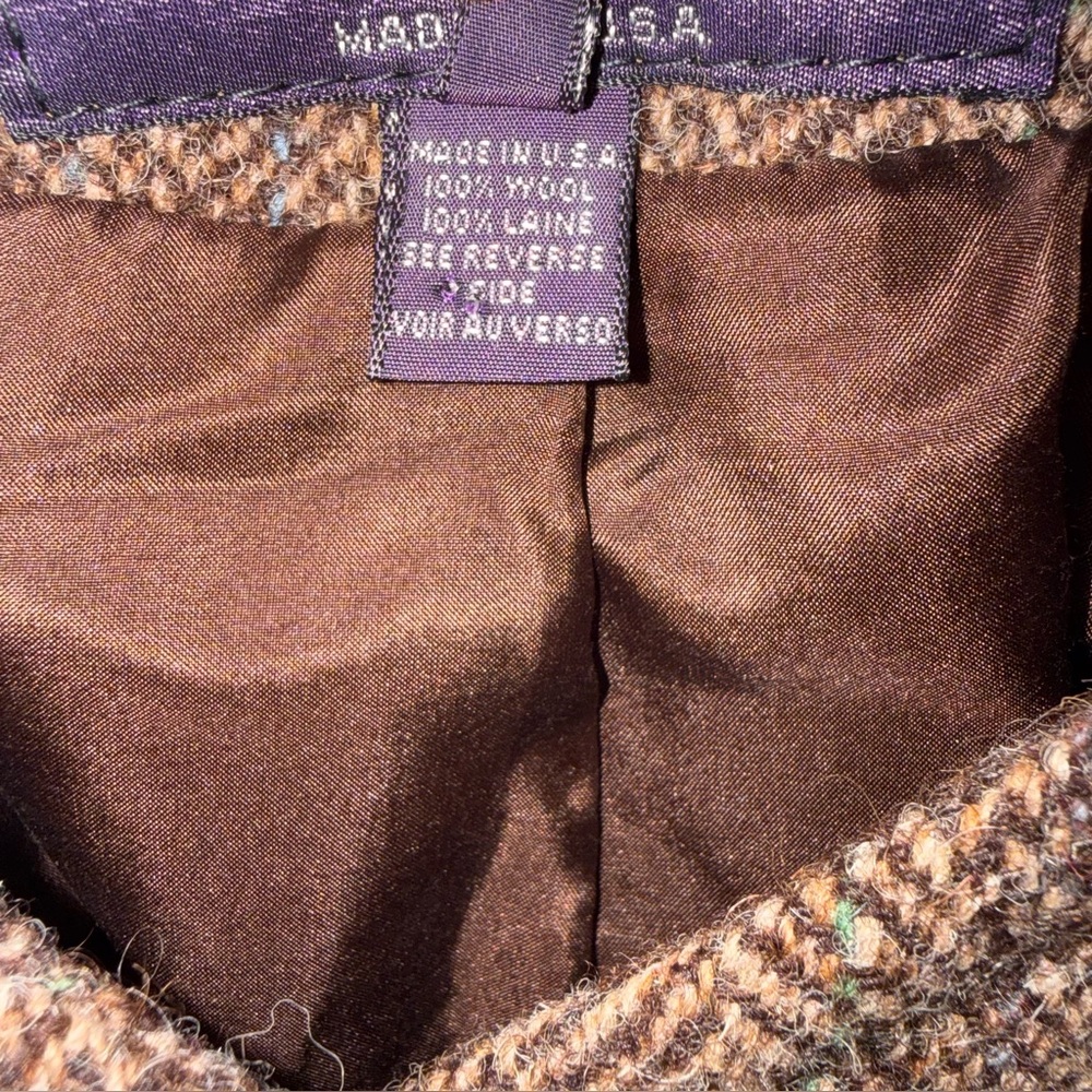 Ralph Lauren Polo Wool Tweed Herringbone Blazer Collarless Made in USA 12 - Picture 4 of 15